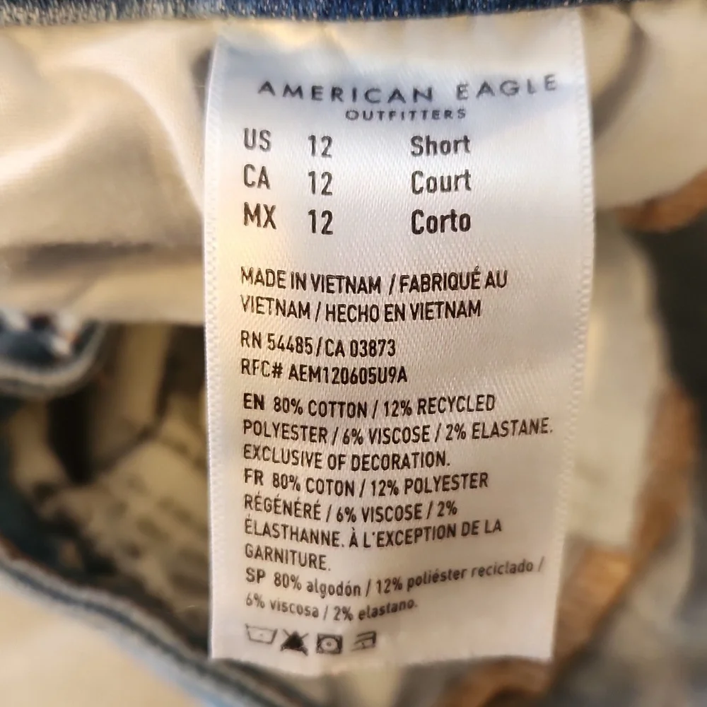 American Eagle Next Level Stretch 12 Short Blue Denim Distressed Jeggings Jeans - Picture 9 of 11